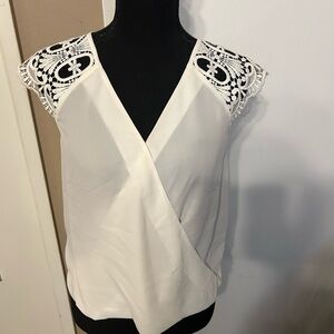 Express White Lace Wrap Top XS